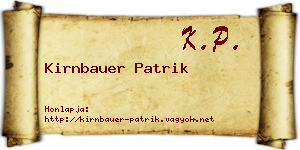 Kirnbauer Patrik névjegykártya